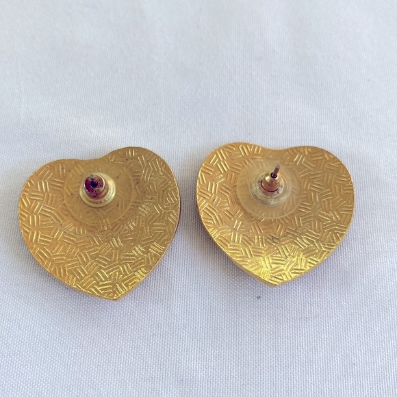 Vintage Cloisonne Heart Shaped Tiger Lilly Earrings - Picture 2 of 3